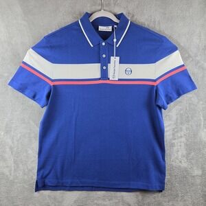 NWT Sergio Tacchini Damarindo Retro Color Block Pique Polo Shirt Mens Sz XL